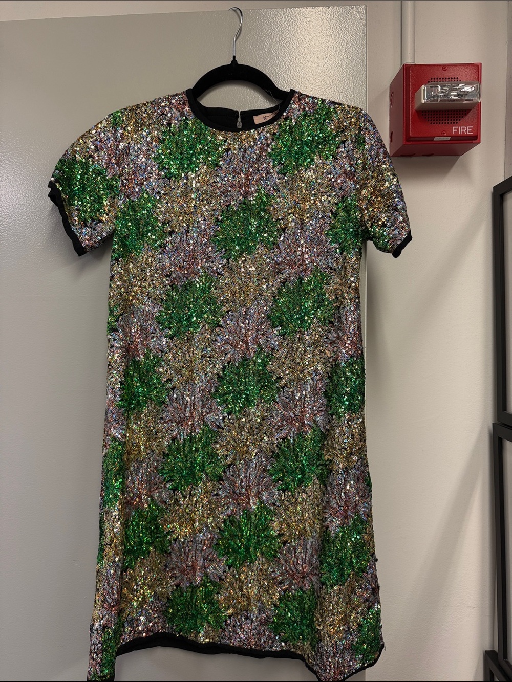 No. 21 Green Multicolor Sequin Mini Dress